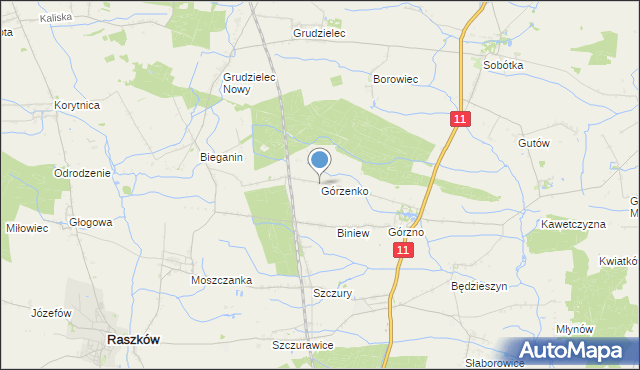 mapa Górzenko, Górzenko na mapie Targeo